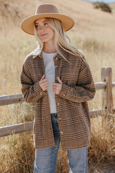 Torie Plaid Shacket in Brown