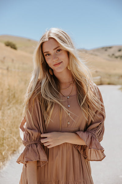 Georgia Tiered Maxi Dress in clay Copper Threads Georgia Tiered Maxi Dress in clay Copper Threads