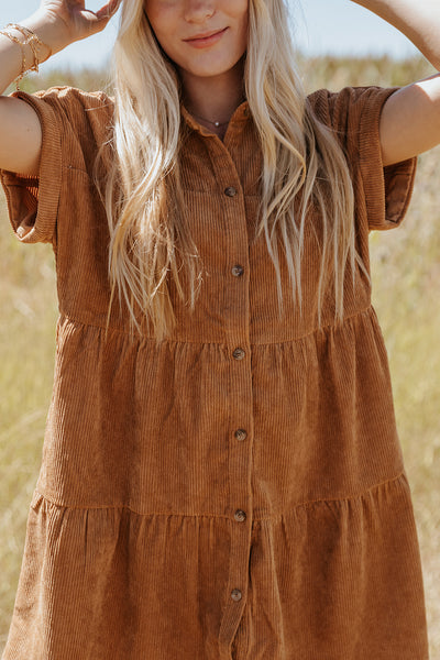 Casey Corduroy Mini Dress Copper Threads Casey Corduroy Mini Dress Copper Threads