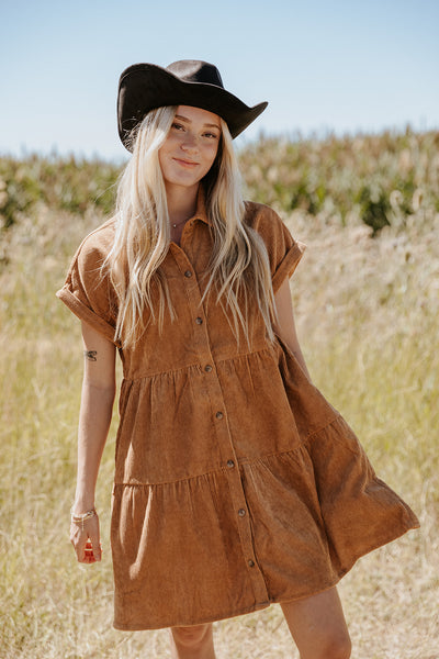 Casey Corduroy Mini Dress Copper Threads Casey Corduroy Mini Dress Copper Threads