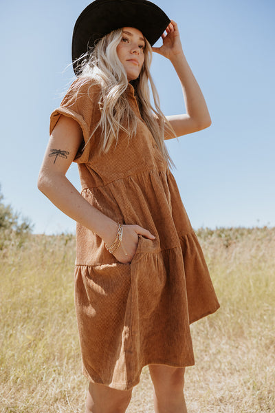 Casey Corduroy Mini Dress Copper Threads Casey Corduroy Mini Dress Copper Threads