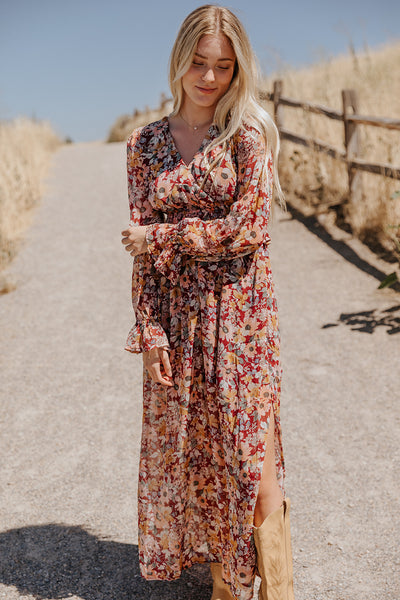Beth Floral Dress in Rosewood – Copper Threads