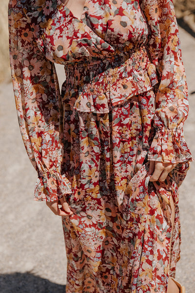 Beth Floral Dress in Rosewood