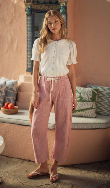 Gerti Striped Pants in Red