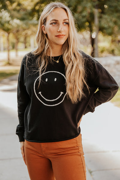 Smiley Sweatshirt in Black