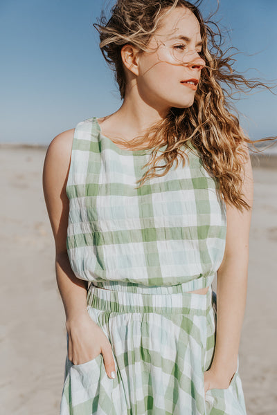 Sweet William Green Gingham Top