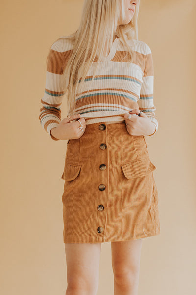 Asher Corduroy Skirt in Taupe