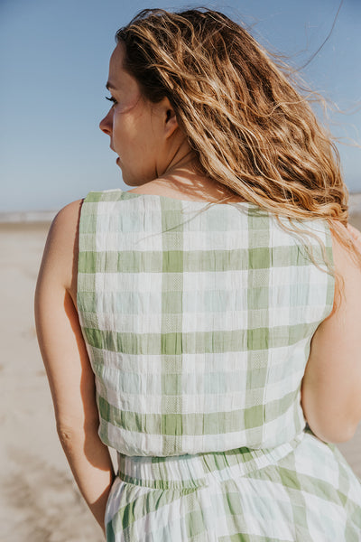 Sweet William Green Gingham Top