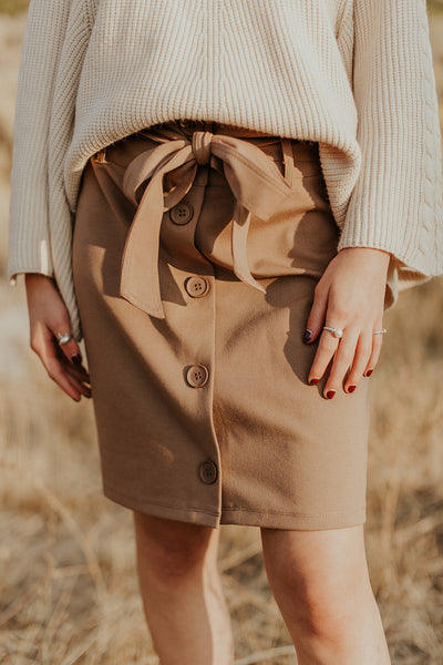Lennox Button Skirt in Mocha