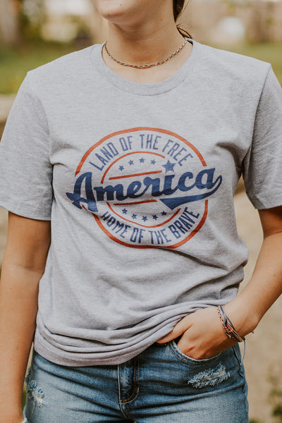 Land of the Free Tee in Grey