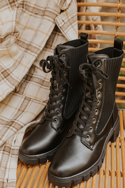 Renley Lace Up Lug Boot in Black